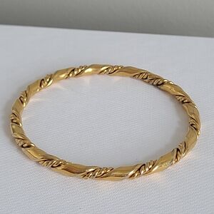 Vintage Monet Gold Plated Tone Twist Chunky Luxury Style Bangle Bracelet
